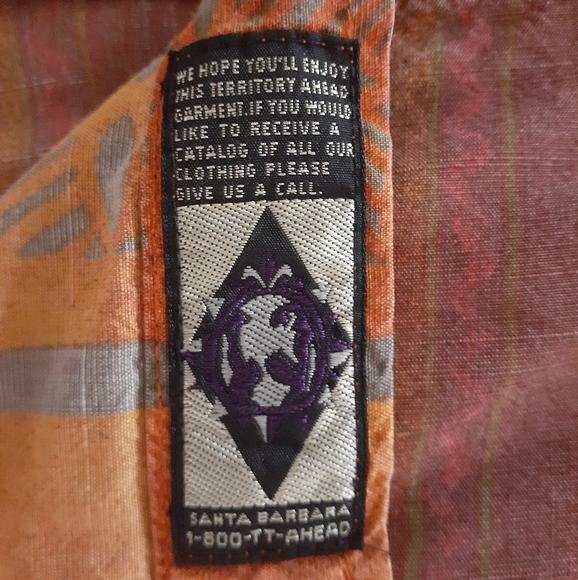 The Territory Ahead Vintage Men's Tribal Print Button-down Shirt Orange Medium - Picture 6 of 7